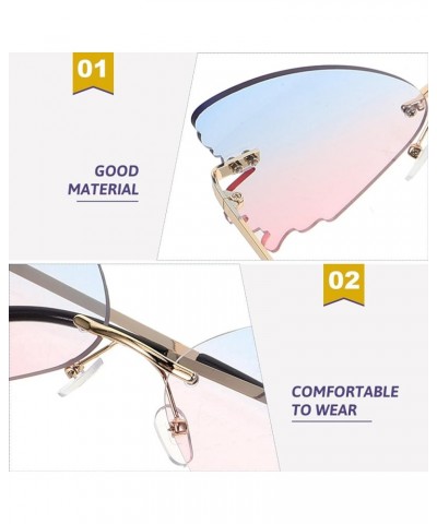 Butterfly Sunglasses, Frameless Irregular Glasses Shades Party Sun Glasses for Women Men (Blue Pink) Blue 1 $8.65 Designer