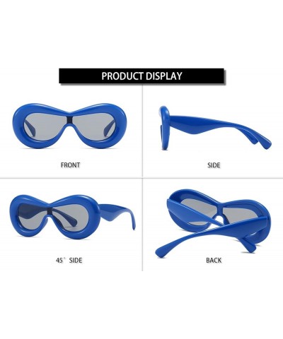 Trendy Inflated Sunglasses for Men Women Y2K Oversized Cute Funny Thick Aesthetic futuristic Design Shades Blue/Grey $10.79 G...