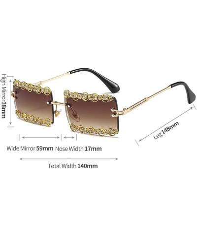 Rimless Rectangle Sunglasses for Women/Men with Diamonds Cut Edge Square Sun Glasses Fashion Retro Metal Frame Eyeglasses Pin...