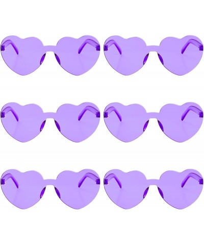 6 Pcs Heart Shape Sunglasses Frameless Transparent Glasses Party Favors for Women Purple $6.30 Rimless