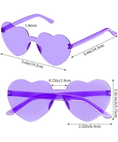 6 Pcs Heart Shape Sunglasses Frameless Transparent Glasses Party Favors for Women Purple $6.30 Rimless