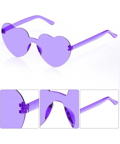 6 Pcs Heart Shape Sunglasses Frameless Transparent Glasses Party Favors for Women Purple $6.30 Rimless