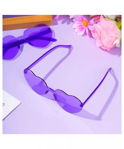 6 Pcs Heart Shape Sunglasses Frameless Transparent Glasses Party Favors for Women Purple $6.30 Rimless