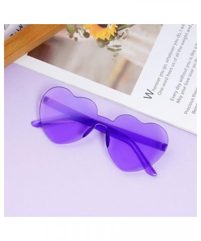 6 Pcs Heart Shape Sunglasses Frameless Transparent Glasses Party Favors for Women Purple $6.30 Rimless