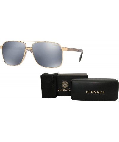 VE2174 Square Sunglasses for Men + BUNDLE with Designer iWear Care Kit Gold / Dark Grey Mirror Silver Polar $97.99 Square