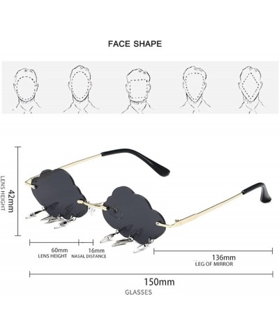 Cloud Rimless Glasses Prom Party Men and Women Sunglasses (Color : C, Size : Medium) Medium H $17.19 Rimless