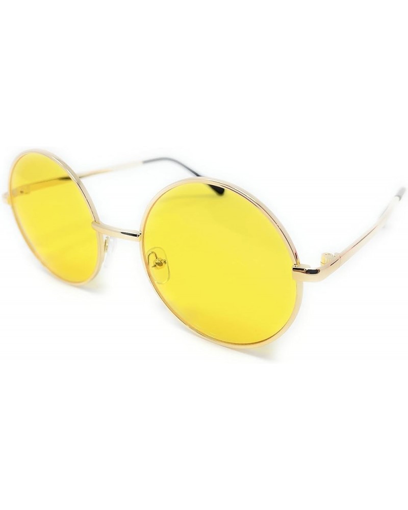 Round Retro Sunglasses or Clear Glasses Unisex Hippie Style… Gold Frame, Solid Light Green $6.75 Round