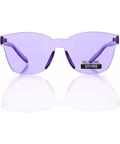 Oversized Square Rimless Sunglasses Tinted Unisex Women Men One Piece colored Transparent Eyewear Retro Eyeglasses Purple $6....