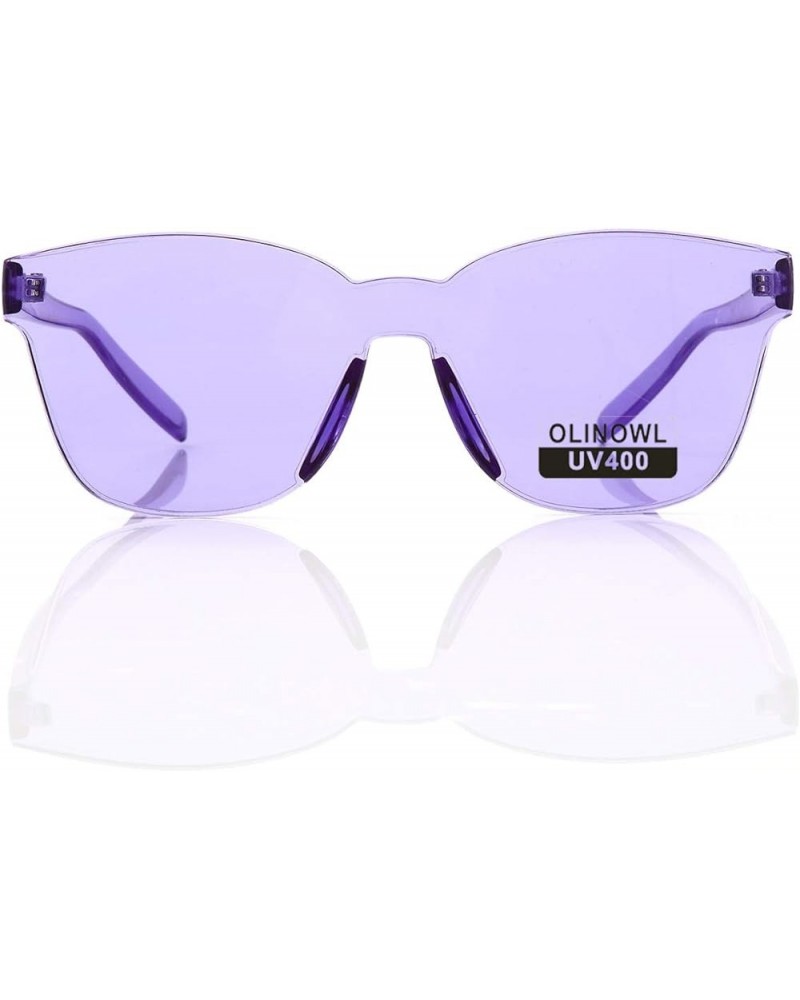 Oversized Square Rimless Sunglasses Tinted Unisex Women Men One Piece colored Transparent Eyewear Retro Eyeglasses Purple $6....