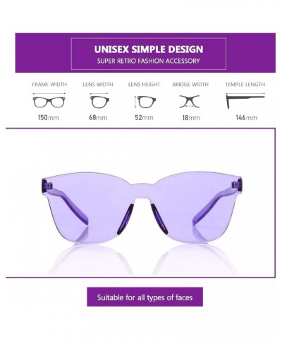 Oversized Square Rimless Sunglasses Tinted Unisex Women Men One Piece colored Transparent Eyewear Retro Eyeglasses Purple $6....