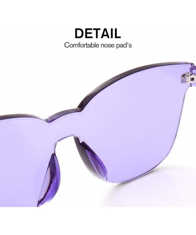 Oversized Square Rimless Sunglasses Tinted Unisex Women Men One Piece colored Transparent Eyewear Retro Eyeglasses Purple $6....