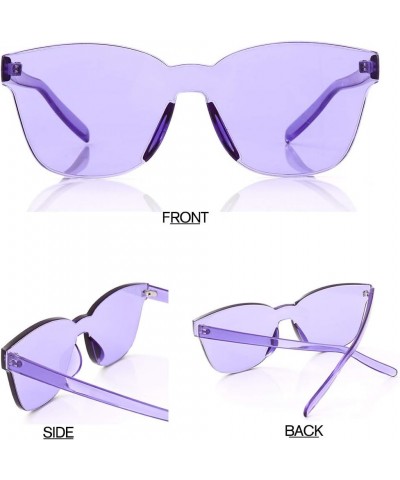 Oversized Square Rimless Sunglasses Tinted Unisex Women Men One Piece colored Transparent Eyewear Retro Eyeglasses Purple $6....