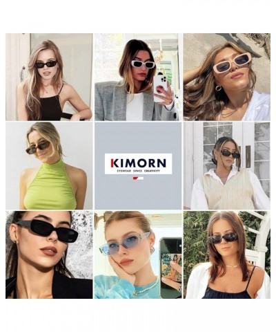 Rectangle Sunglasses for Women Men Trendy Retro Fashion Sun Glasses 90's Vintage UV 400 Protection Square Frame K1200 Black F...