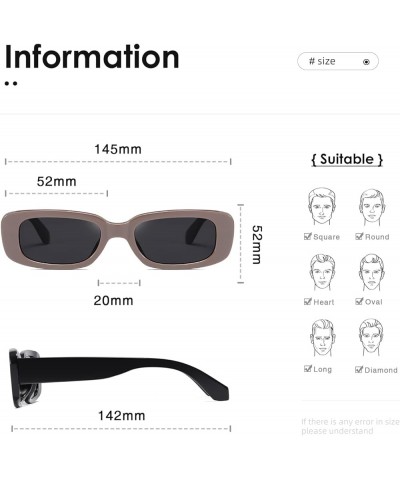 Rectangle Sunglasses for Women Men Trendy Retro Fashion Sun Glasses 90's Vintage UV 400 Protection Square Frame K1200 Black F...