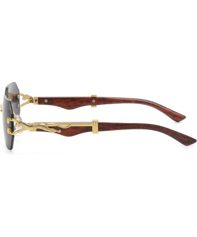 Vintage Rimless Sunglasses for Women Men Retro Polygon Gold Metal Frameless Rectangle Y2K Square Sun Glasses Gold/Grey $10.79...