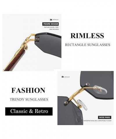 Vintage Rimless Sunglasses for Women Men Retro Polygon Gold Metal Frameless Rectangle Y2K Square Sun Glasses Gold/Grey $10.79...