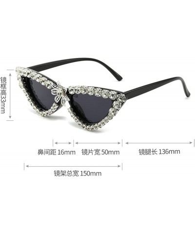 women diamond-studded sunglasses cat eye fashion party prom ladies gorgeous Sunglasses UV400 2pcs blue tea+green $9.64 Cat Eye