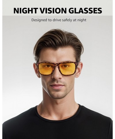 Night Driving Glasses for Men Women, Polarized Night Vision Glasses Anti Glare, Yellow Tinted Lens Nighttime Glasses A3 Night...