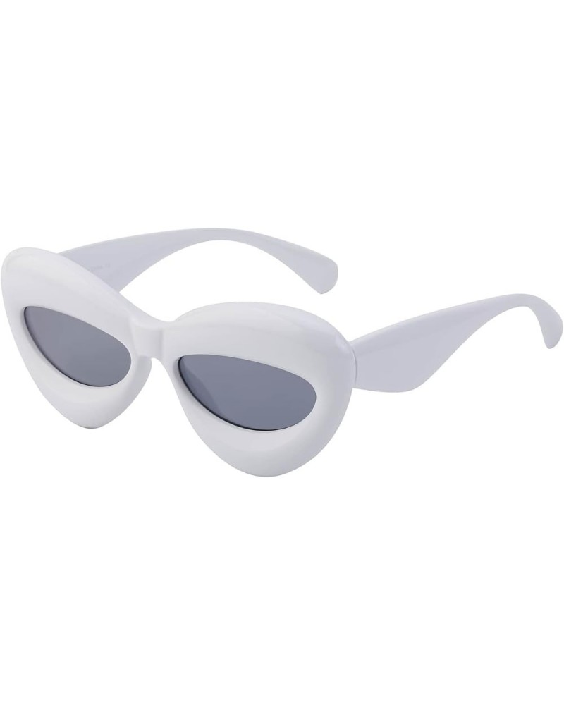 Inflated Lips Shaped Bow Sunglasses Women Men Vintage Butterfly Cateye Glasses Party Colorful Eyewear 2-white $10.79 Goggle