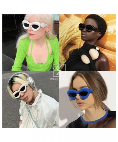 Inflated Lips Shaped Bow Sunglasses Women Men Vintage Butterfly Cateye Glasses Party Colorful Eyewear 2-white $10.79 Goggle