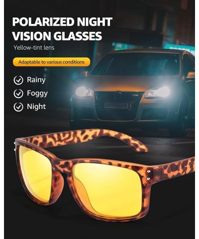 Night Driving Glasses for Men Women, Polarized Night Vision Glasses Anti Glare, Yellow Tinted Lens Nighttime Glasses A3 Night...