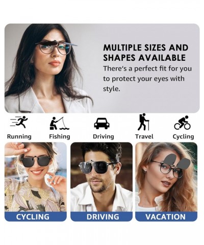 Black Polarized Clip On Sunglasses Over Prescription Glasses for Women Men, Fit Over Eyeglasses Trendy Shades A-big Square-ca...