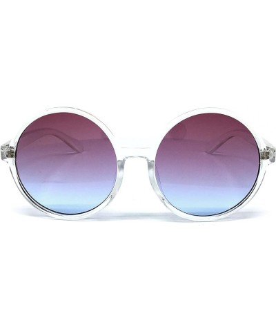 RAKOSTA c6802 Oversized Horn Rimmed Round Clear Frame UV400 Sunglasses Purple CLEAR $11.27 Oversized