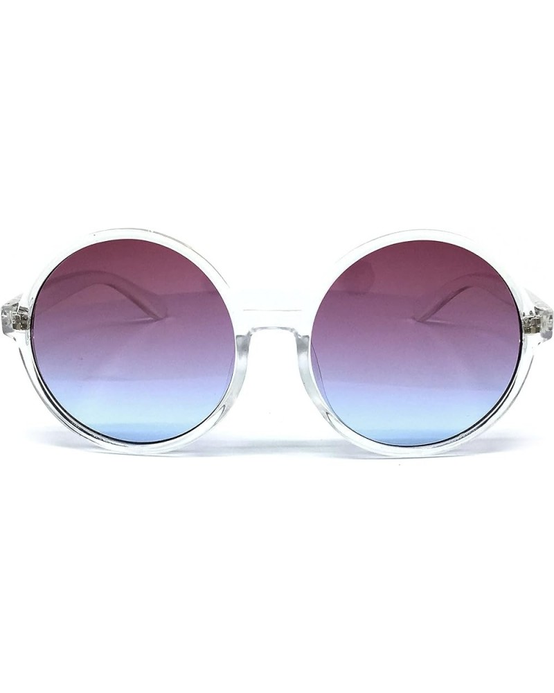 RAKOSTA c6802 Oversized Horn Rimmed Round Clear Frame UV400 Sunglasses Purple CLEAR $11.27 Oversized