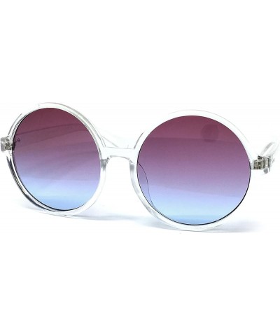 RAKOSTA c6802 Oversized Horn Rimmed Round Clear Frame UV400 Sunglasses Purple CLEAR $11.27 Oversized