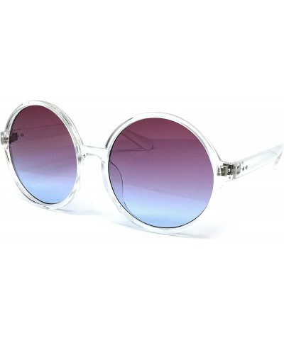 RAKOSTA c6802 Oversized Horn Rimmed Round Clear Frame UV400 Sunglasses Purple CLEAR $11.27 Oversized