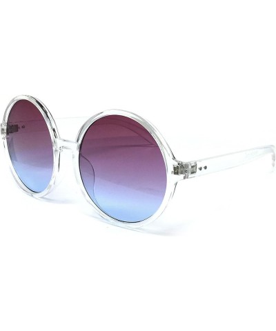 RAKOSTA c6802 Oversized Horn Rimmed Round Clear Frame UV400 Sunglasses Purple CLEAR $11.27 Oversized