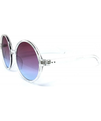 RAKOSTA c6802 Oversized Horn Rimmed Round Clear Frame UV400 Sunglasses Purple CLEAR $11.27 Oversized