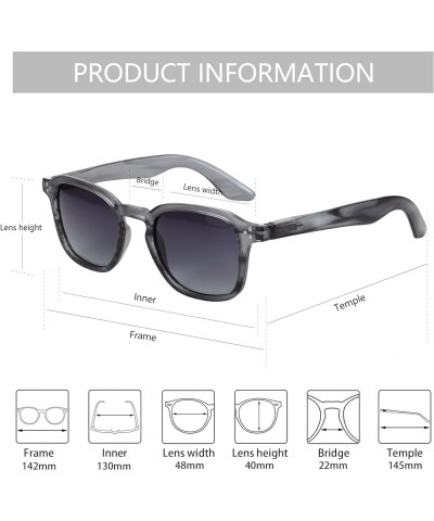 Retro Polarized Sunglasses Womens Mens for Small Face - Classic Square Vintage Shades 100% UV Protection Trendy Crystal Black...