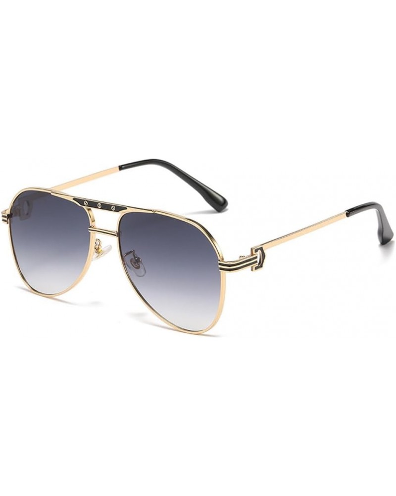 Classic Aviator Sunglasses for Men Women Vintage Retro style Metal Shades Gold Frame Gradient Grey Lens $10.19 Aviator