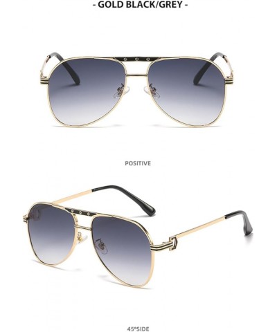 Classic Aviator Sunglasses for Men Women Vintage Retro style Metal Shades Gold Frame Gradient Grey Lens $10.19 Aviator