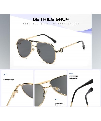 Classic Aviator Sunglasses for Men Women Vintage Retro style Metal Shades Gold Frame Gradient Grey Lens $10.19 Aviator