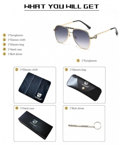 Classic Aviator Sunglasses for Men Women Vintage Retro style Metal Shades Gold Frame Gradient Grey Lens $10.19 Aviator