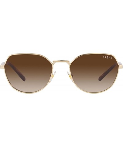 Woman Sunglasses Gold Frame, Dark Blue Lenses, 53MM Pale Gold $51.60 Square