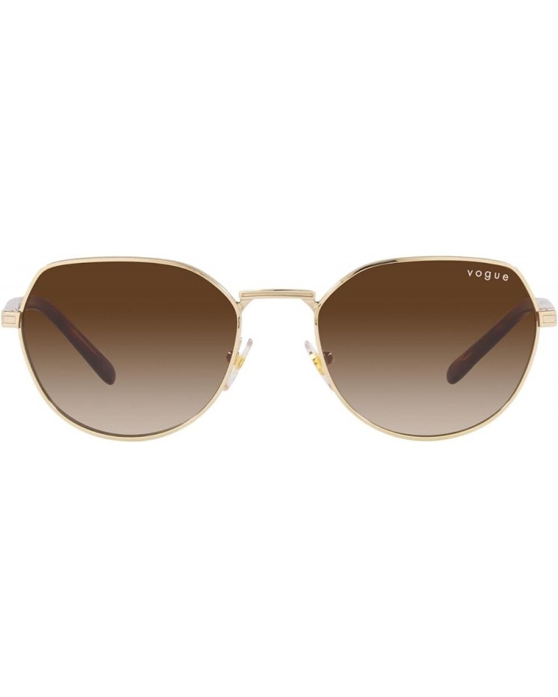 Woman Sunglasses Gold Frame, Dark Blue Lenses, 53MM Pale Gold $51.60 Square