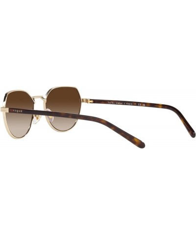 Woman Sunglasses Gold Frame, Dark Blue Lenses, 53MM Pale Gold $51.60 Square