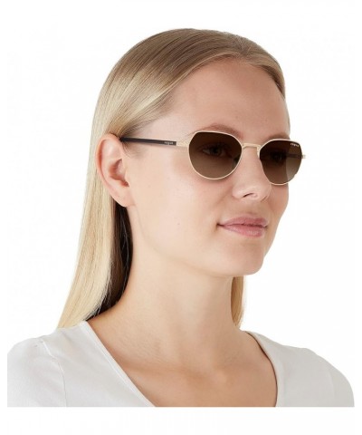 Woman Sunglasses Gold Frame, Dark Blue Lenses, 53MM Pale Gold $51.60 Square