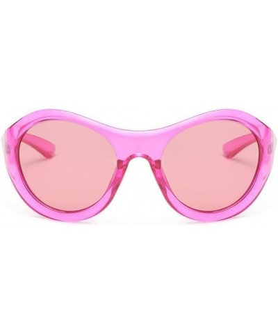 Y2K Oval Cute Sunglasses for Women Men Oversized Frame Round Glasses UV Protection Colourful Shades Pink $9.99 Oversized