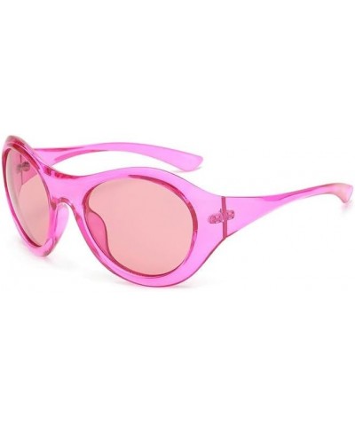 Y2K Oval Cute Sunglasses for Women Men Oversized Frame Round Glasses UV Protection Colourful Shades Pink $9.99 Oversized