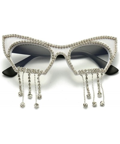 Melrose/Cat Glasses Diamond Sunglasses Prom Party Glasses Ladies Hip Hop Tassel Decorative Sunglasses White Black $11.87 Desi...