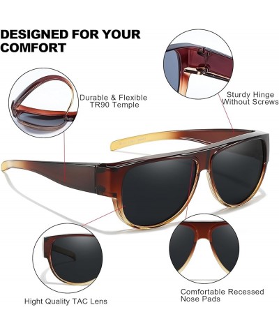 Unisex TR90 Fit Over Sunglasses to Wear Over Glasses Polarized Anti Glare & UV Protection IF20168 Gradient Brown $10.12 Cat Eye