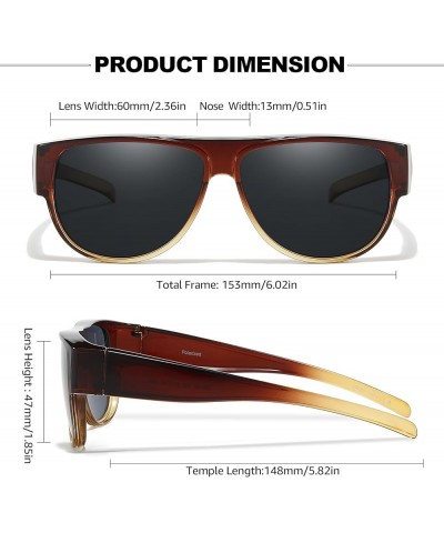 Unisex TR90 Fit Over Sunglasses to Wear Over Glasses Polarized Anti Glare & UV Protection IF20168 Gradient Brown $10.12 Cat Eye