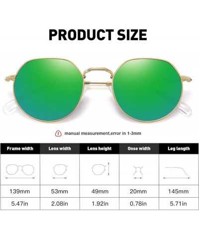 Polygon Polarized Sunglasses for Women Men Round Retro Classic Sun Glasses UV400 Protective Gold Frame-green Mirror Lens $10....