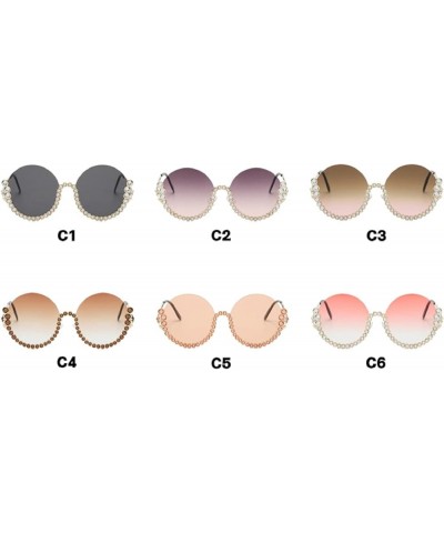 bling Rhinestone Sunglasses for Women Sparkling Trendy Metal Half Frame Round Diamond Sunglasses UV Protective Pink $10.50 Round