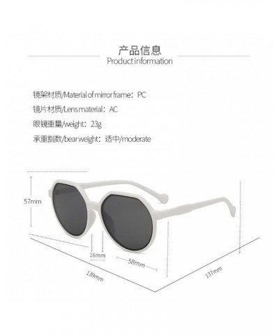 Polygonal sunglasses female big frame retro small face brown sunglasses (Solid White Gray Flakes) $5.55 Designer