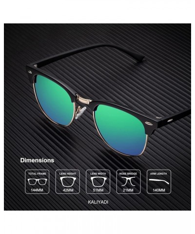 Polarized Sunglasses for Men and Women Semi-Rimless Frame Driving Sun glasses UV Blocking B13-(2 Pack) Matte Black | Green | ...